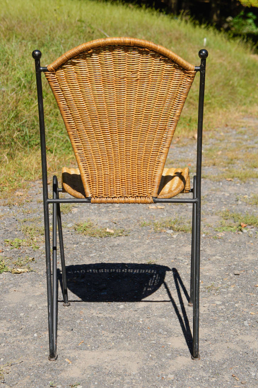 Frederick Weinberg Iron and Rattan Chair Set In Excellent Condition For Sale In Woodstock, NY