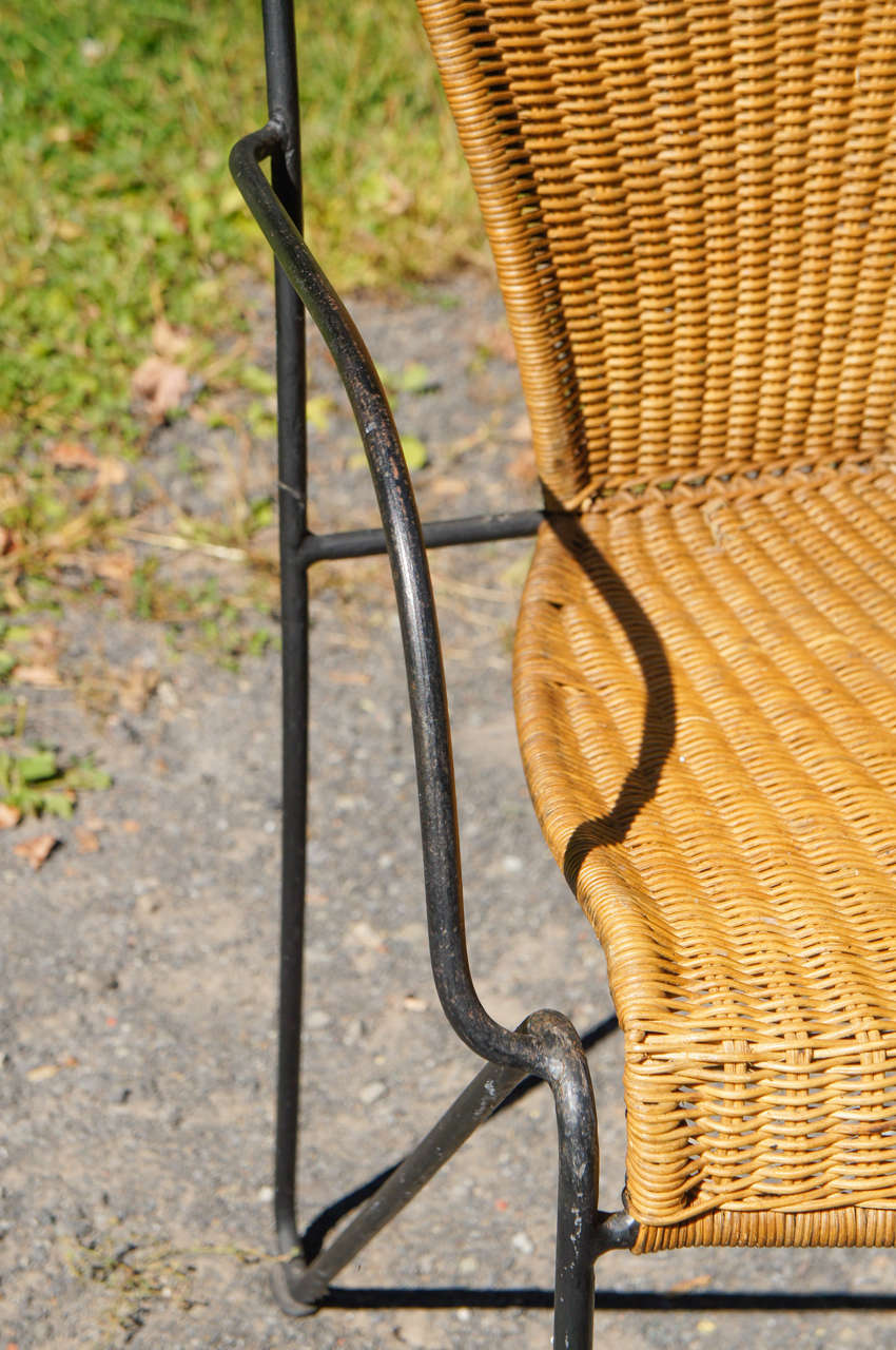 Frederick Weinberg Iron and Rattan Chair Set For Sale 3