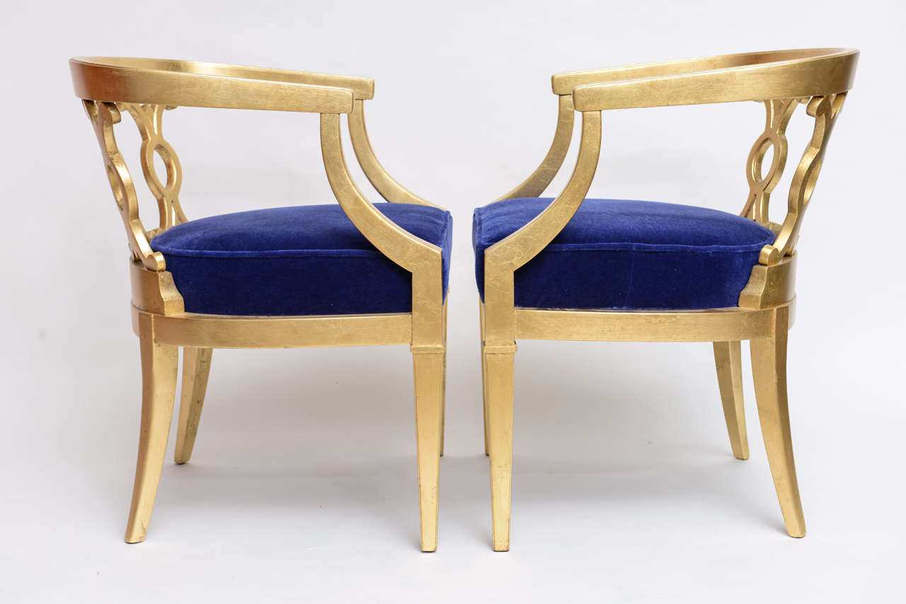 Mid-20th Century Pair of Vintage Dorothy Draper Attribution Hollywood Regency Chairs