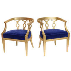 Pair of Vintage Dorothy Draper Attribution Hollywood Regency Chairs