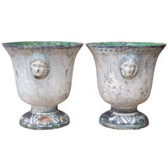 French Enameled Garden Urns