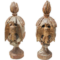 Pair of Italian Painted and Giltwood Carvings