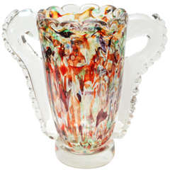 Generously Proportioned Multicolored Vase with Handles, circa 1905
