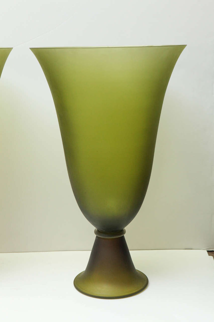 Pair of large and beautifully proportioned Seguso vases.