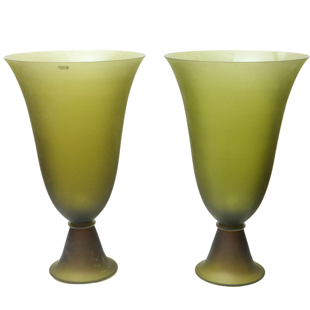 Pair of Seguso Apple Green Vases