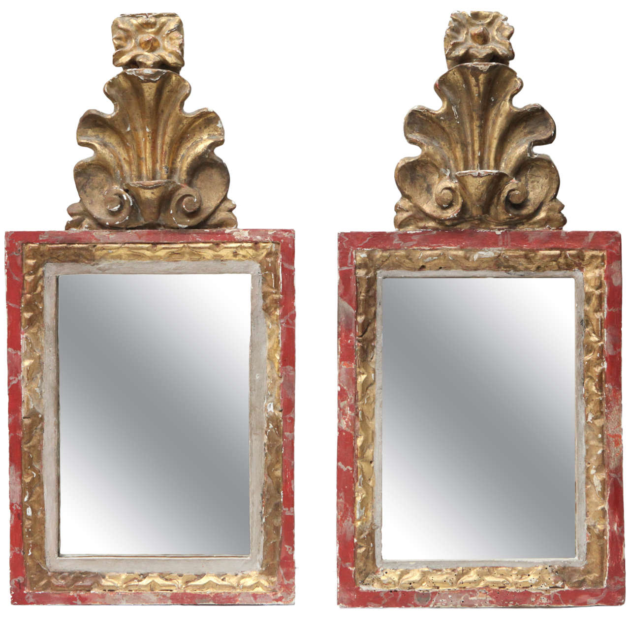 Pair of Small 18th Century Hand-Carved Mirrors