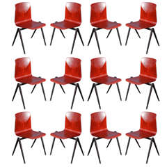 Set of 12 Thur-Op-Seat Chairs with Stackable Metal Frame