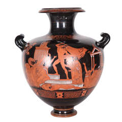 Large Italian 19th Century Terracotta Black-Ground Hydriae Vase