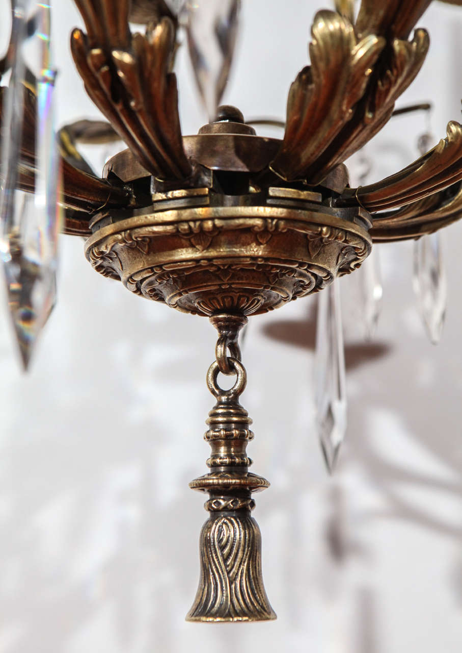 European Bronze and Crystal Chandelier For Sale 2