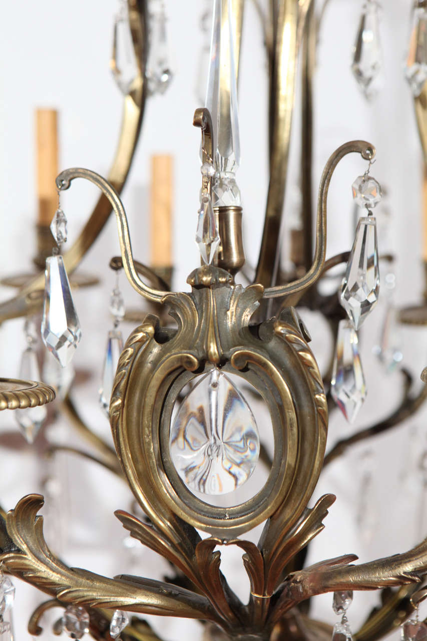 European Bronze and Crystal Chandelier For Sale 5