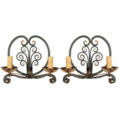 Vintage Pair of French Moderne Sconces