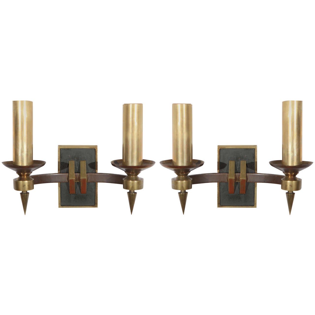 Pair of French Modern Double Sconces