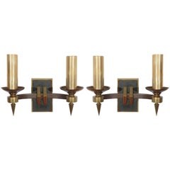 Vintage Pair of French Modern Double Sconces