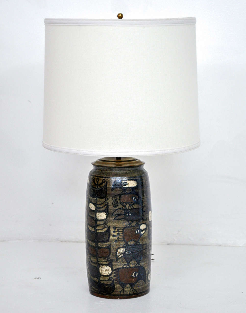 Rare Mid-Century pottery lamp by Georg Jensen.