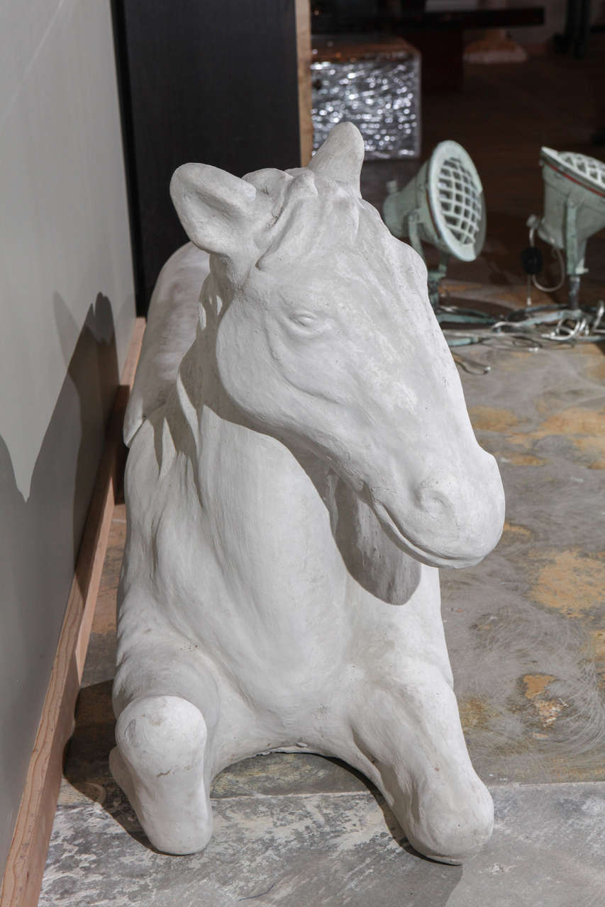 20th Century Cement Garden Horse Bench