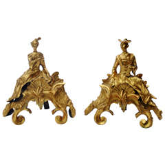 Superb Pair of Period Louis XV Chenets, circa 1750