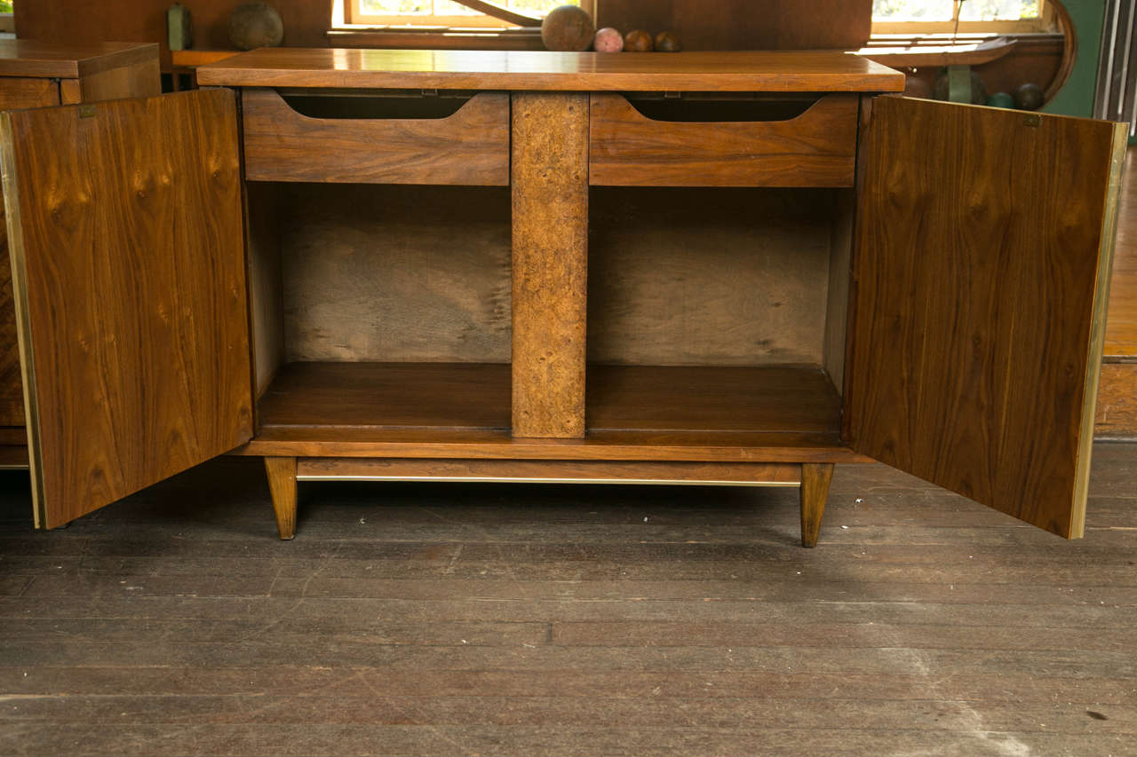 Pair of Midcentury Marquetry Wood Cabinets In Excellent Condition In Stamford, CT