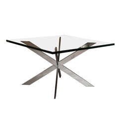 Pace Double X Chrome Coffee Table with Glass Top 11