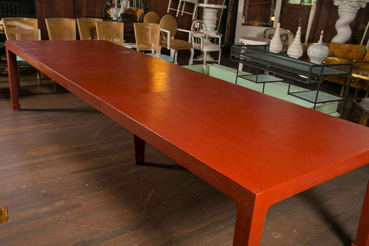 Late 20th Century Red Chinese Style Parsons Dining Table