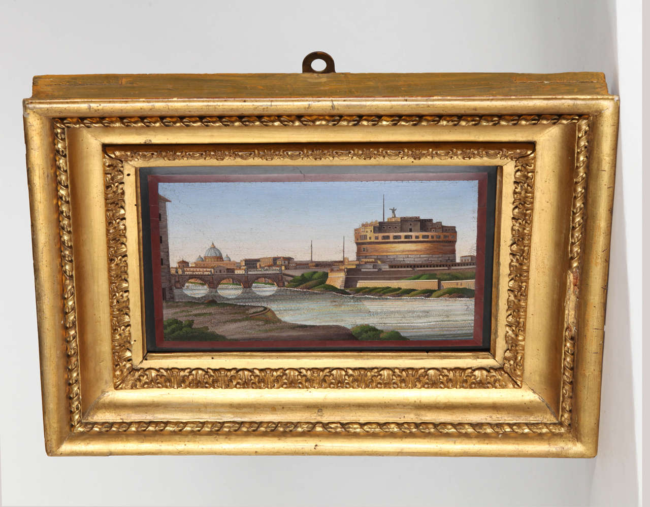 Grand Tour 19th Century Italian (Rome) Fine micro mosaic of Castel Sant'Angelo in Rome For Sale