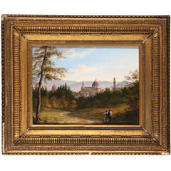 View of Florence, oil on panel, 19th Century