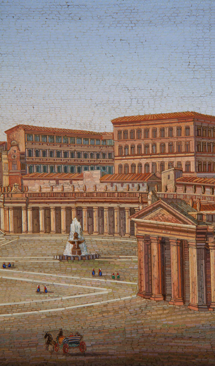Mosaic 19th Century Fine Italian micro mosaic with a view of Saint Peter's square For Sale