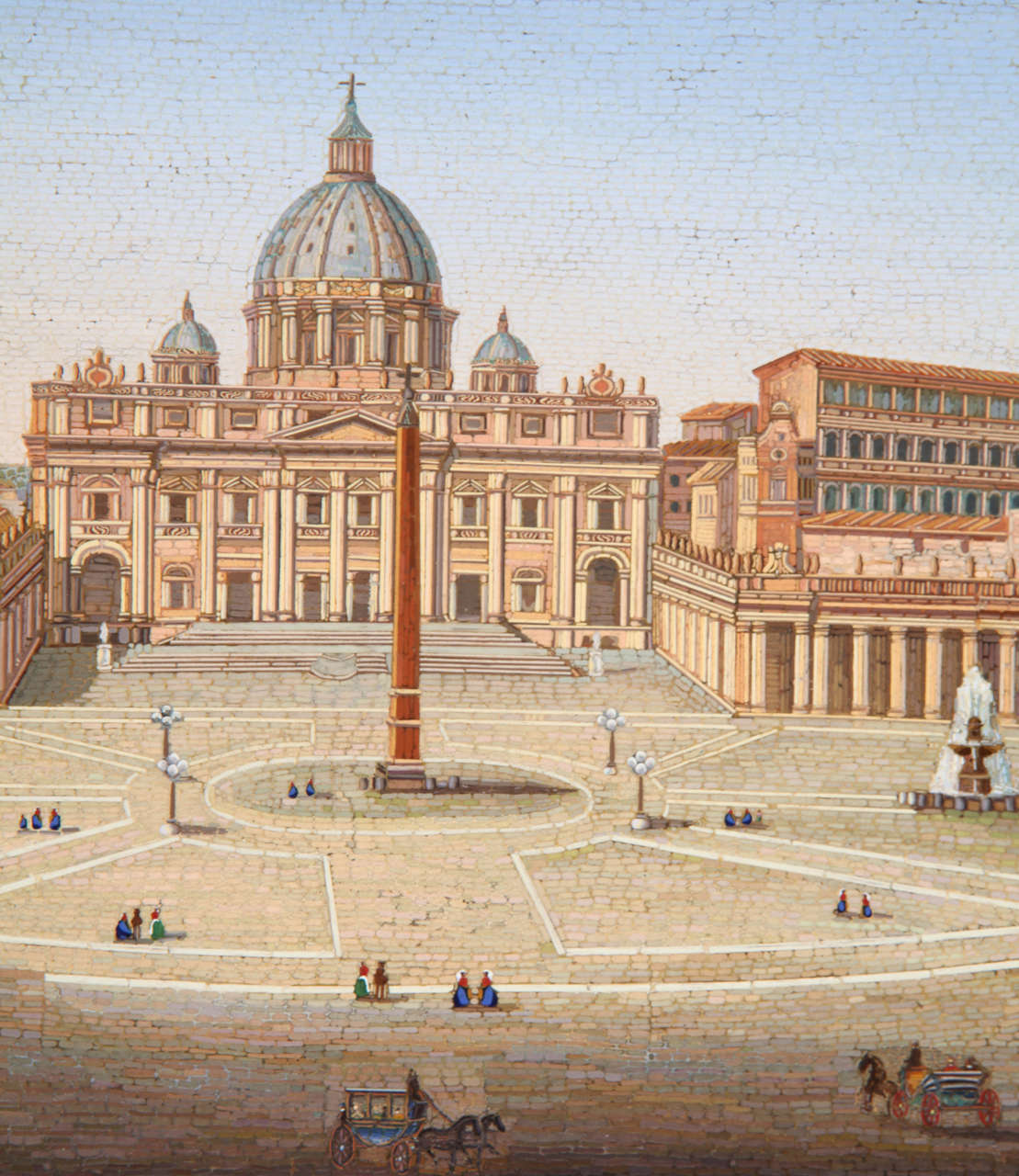 Grand Tour Micro mosaico italiano del XIX secolo con vista su Piazza San Pietro in vendita