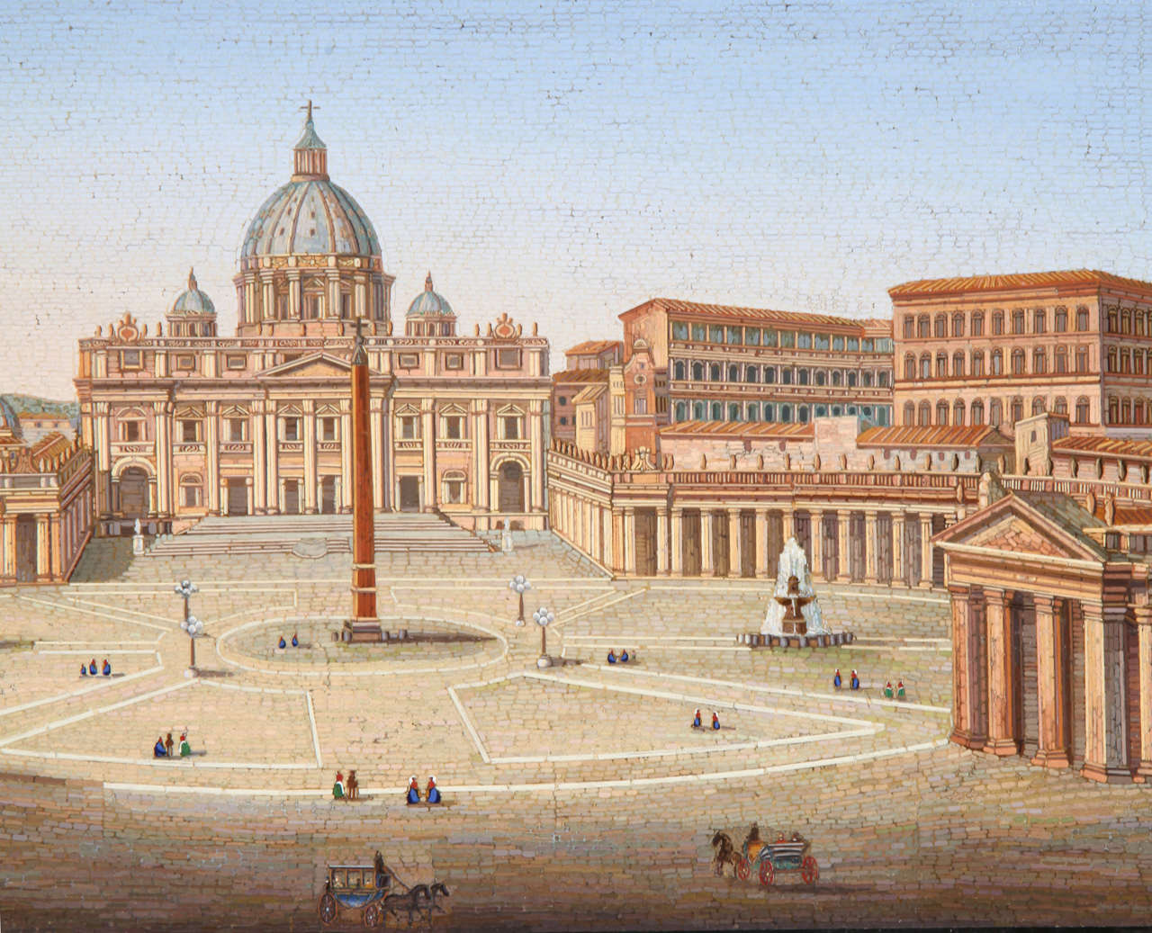 A Roman micro mosaic depicting the Basilica of Saint Peter and Bernini's colonnade.