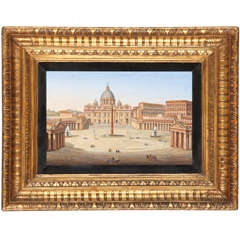 19th Century Fine Italian micro mosaic with a view of Saint Peter's square