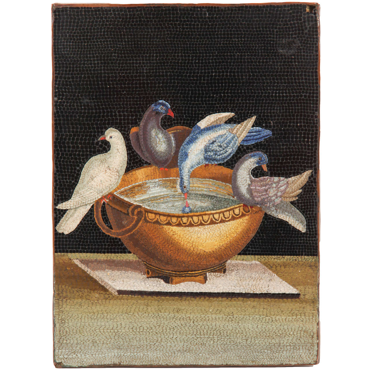 19th Century Roman micro mosaic depicting Pliny's doves For Sale