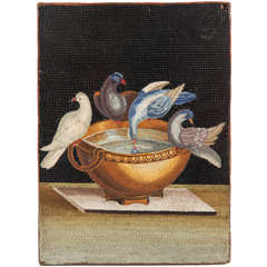 19th Century Roman micro mosaic depicting Pliny's doves