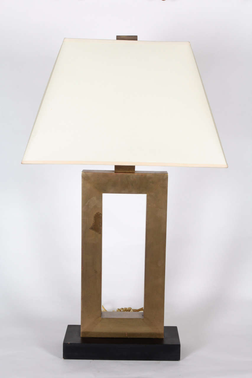 Good quality pair of mid century table lamps in cubist form.
