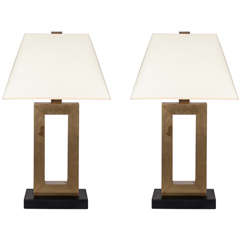 Pair Fine Quality Patinated Bronze Lamps