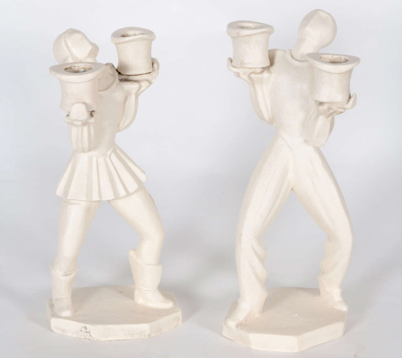 Pr. 1940s French Figural Candlesticks