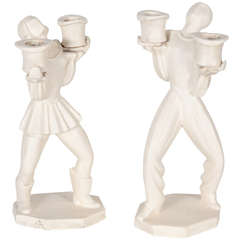 Vintage Pr. 1940s French Figural Candlesticks