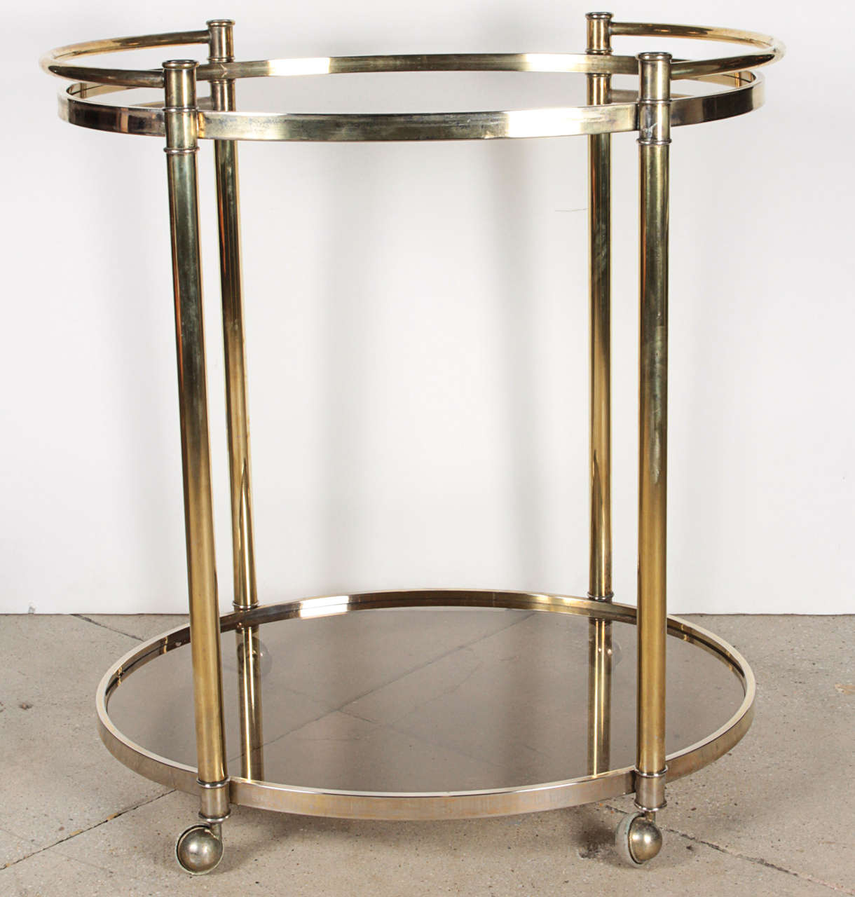 American Mid Century Brass Bar Trolley For Sale