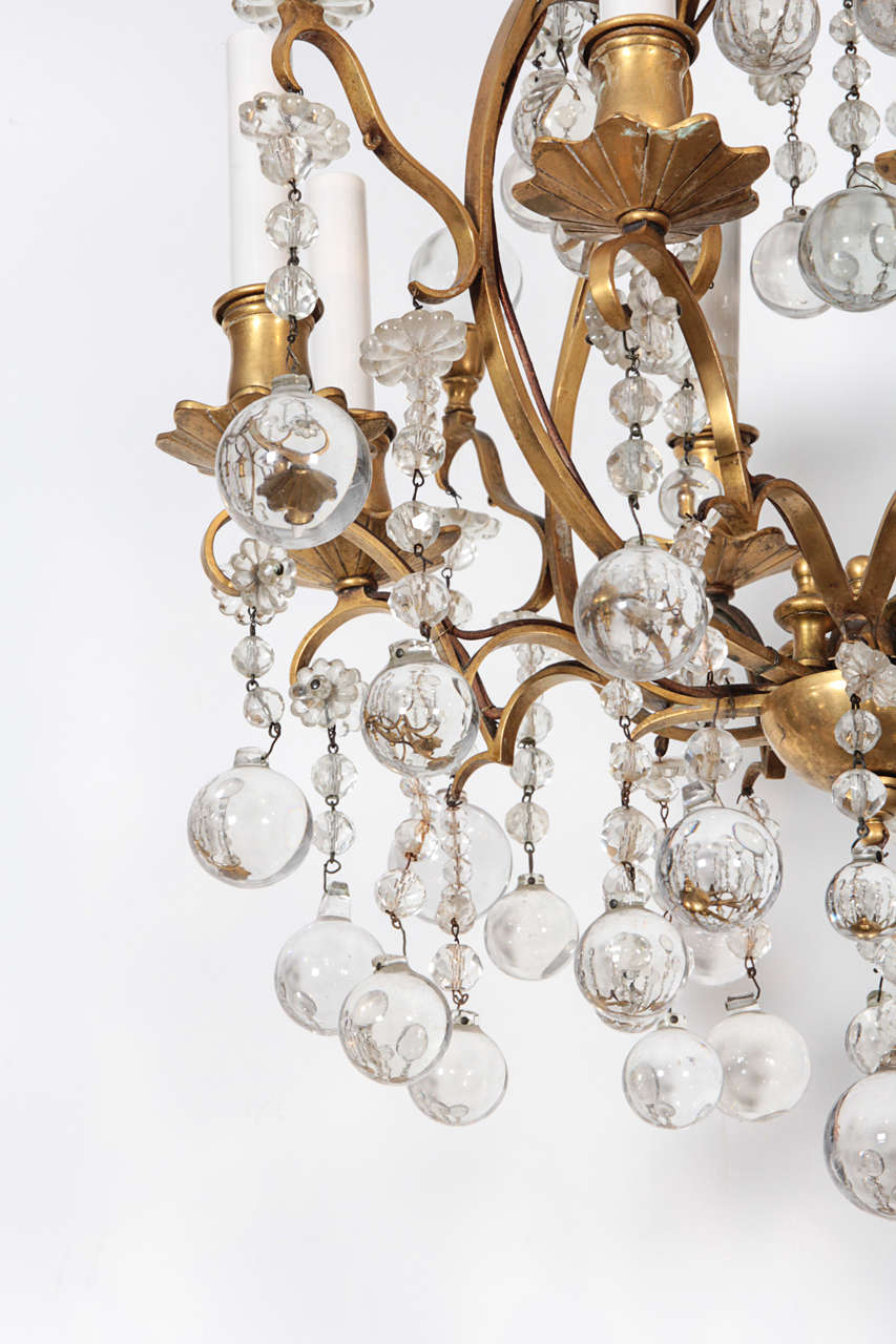 Rococo Revival French 1940's Bronze And Crystal Chandelier For Sale