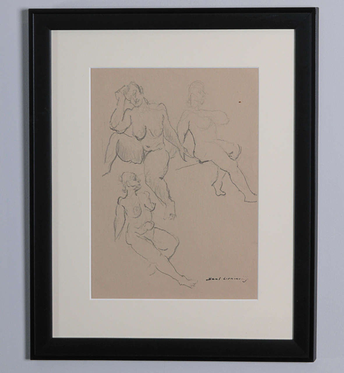 Mid Century  Pencil Sketch Of The Female Form
Signed Saul Lishinsky