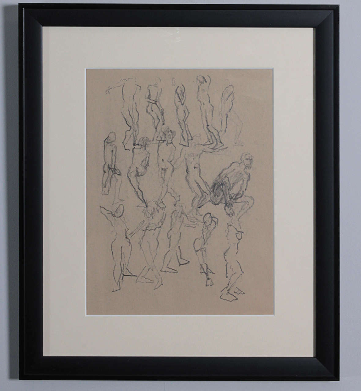 Mid century pencil sketch of various human forms