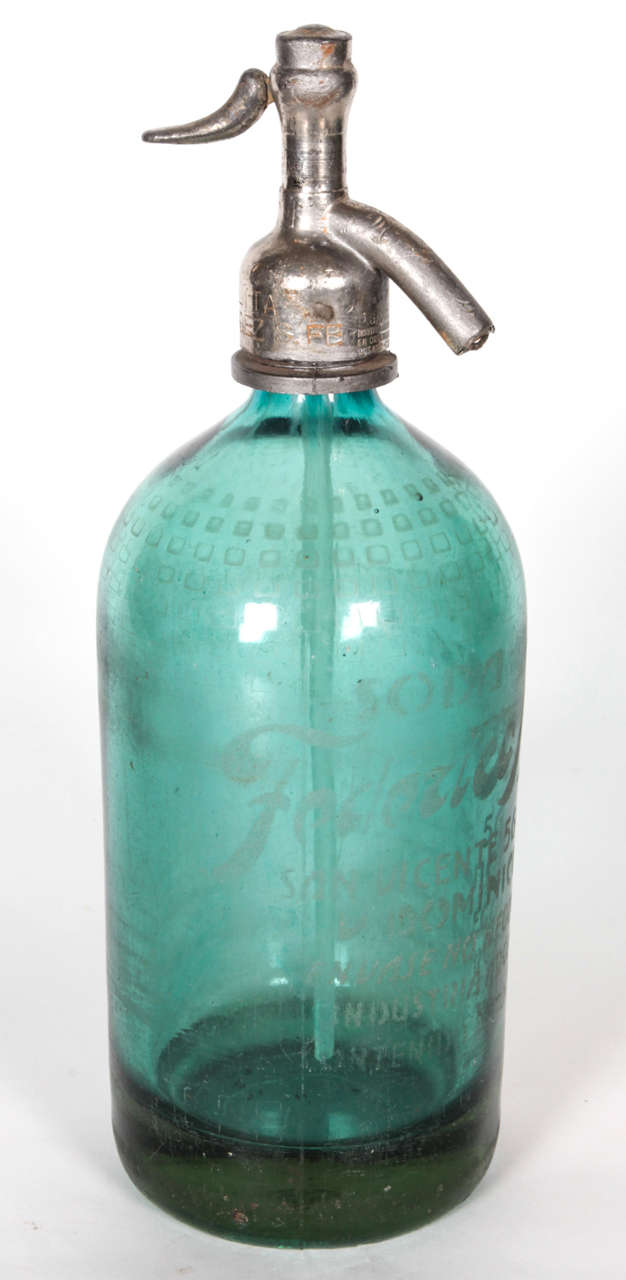 Two Green French Vintage Seltzer Bottles at 1stDibs