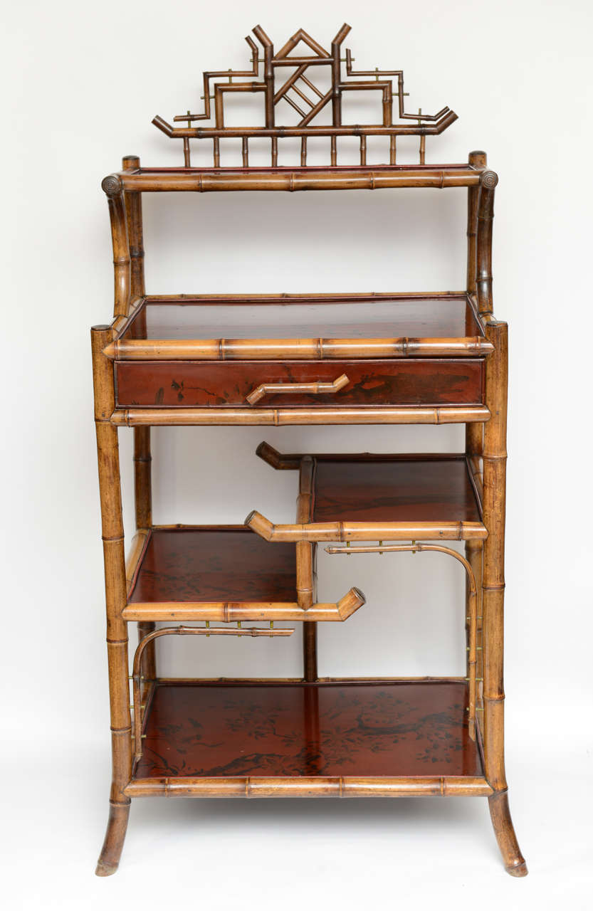 Rare 19th c.English bamboo server and etagere