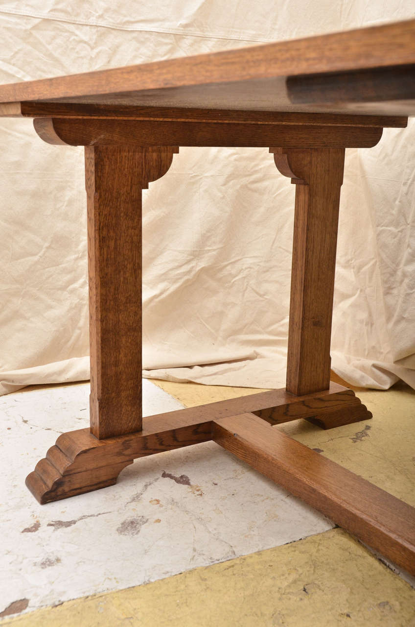 20th Century English Oak Trestle Base Gordon Russell Table