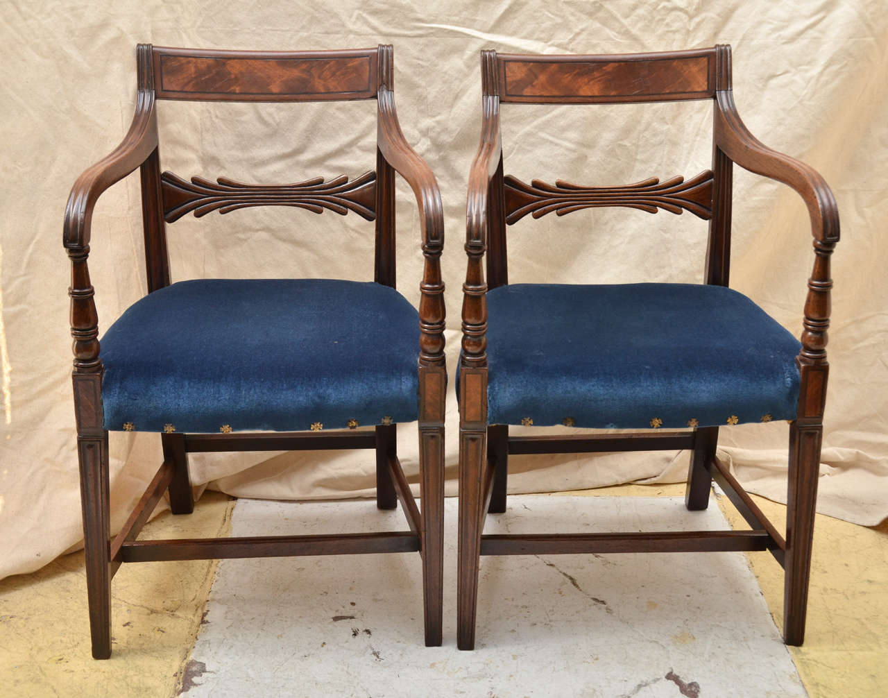 Pr. Eng. Regency Mahogany Elbow Armchairs