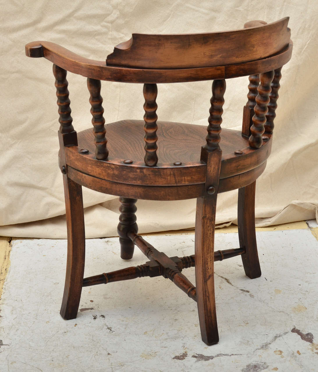 British English Victorian Smokers Bow Arm Chair