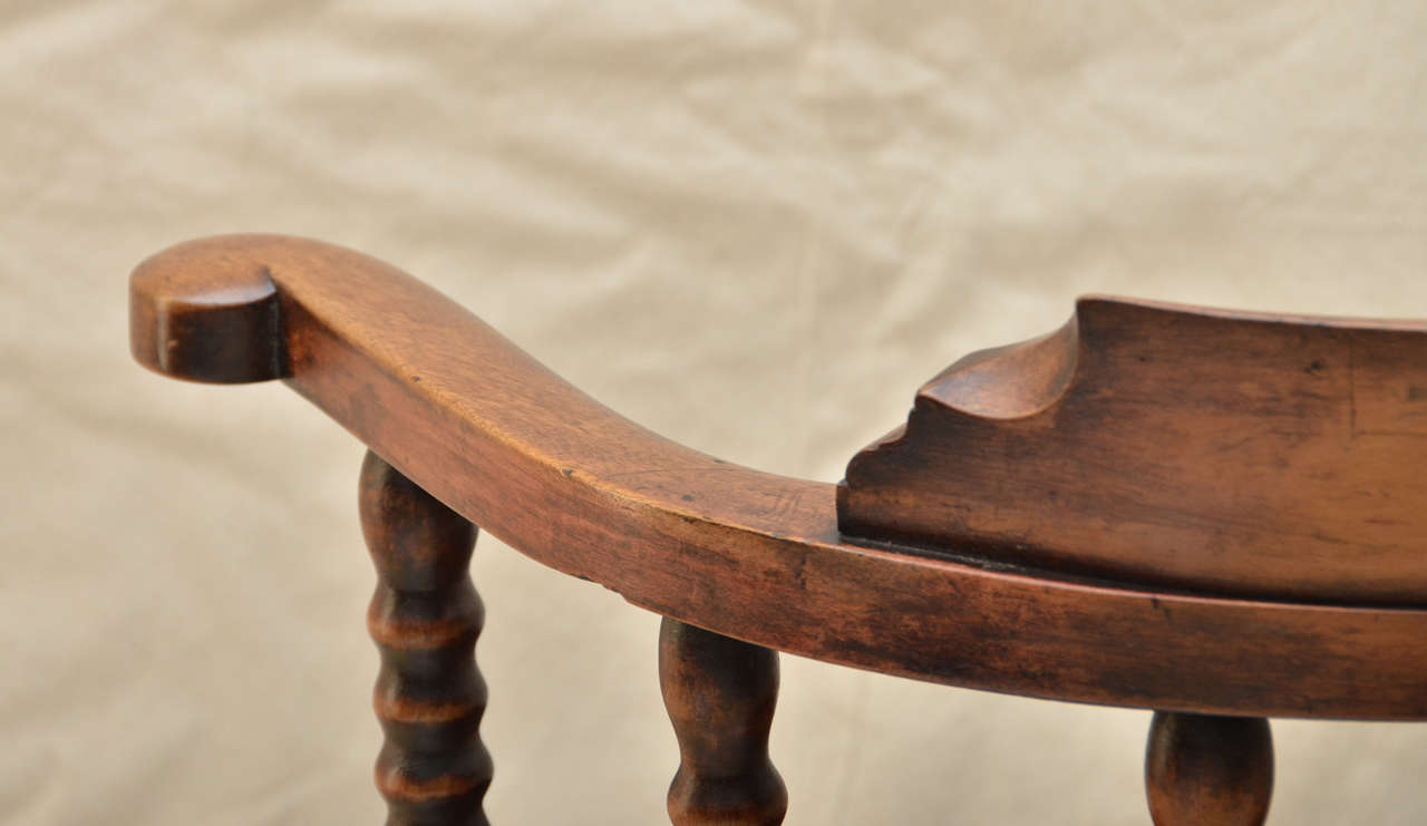 English Victorian Smokers Bow Arm Chair In Excellent Condition In Southampton, NY