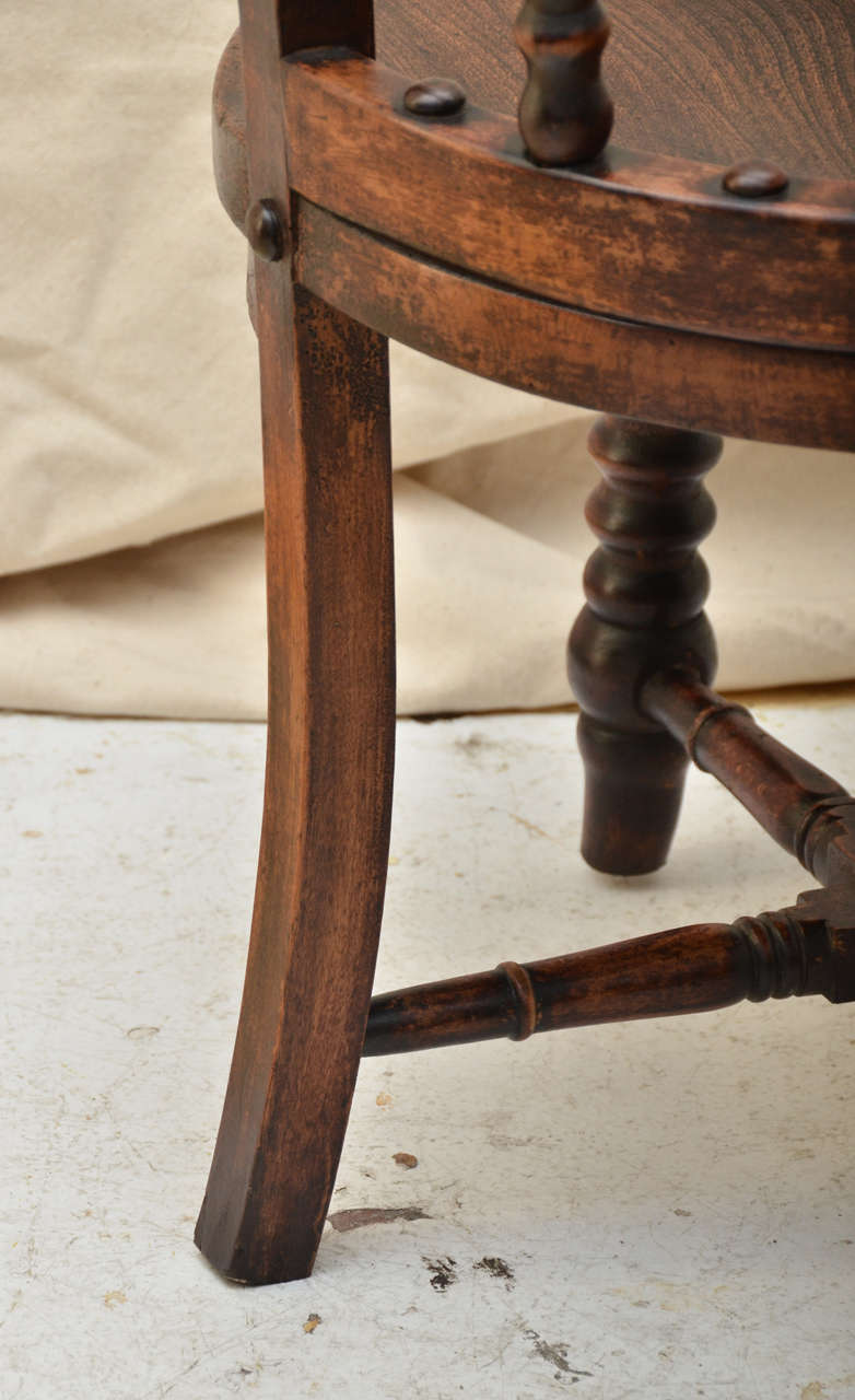19th Century English Victorian Smokers Bow Arm Chair