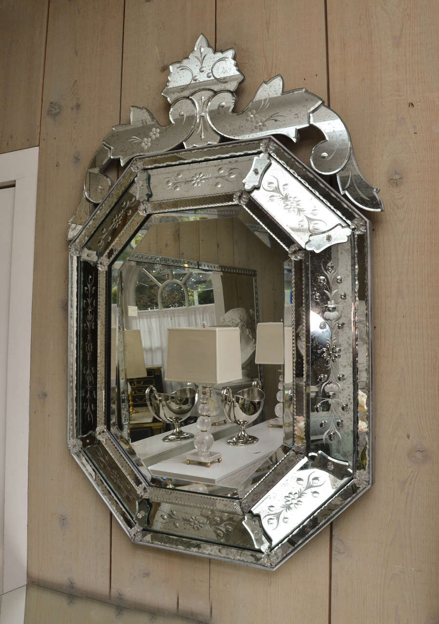 Etched and beveled Venetian Mirror