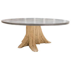 Natural Tree Trunk Dining Table with Zinc Top