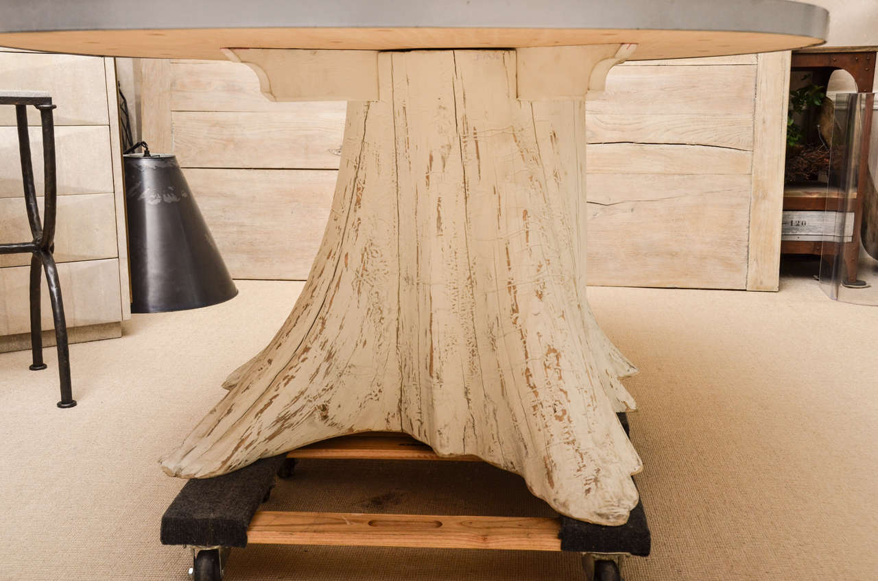 Natural Tree Trunk Dining Table with Zinc Top at 1stDibs tree trunk