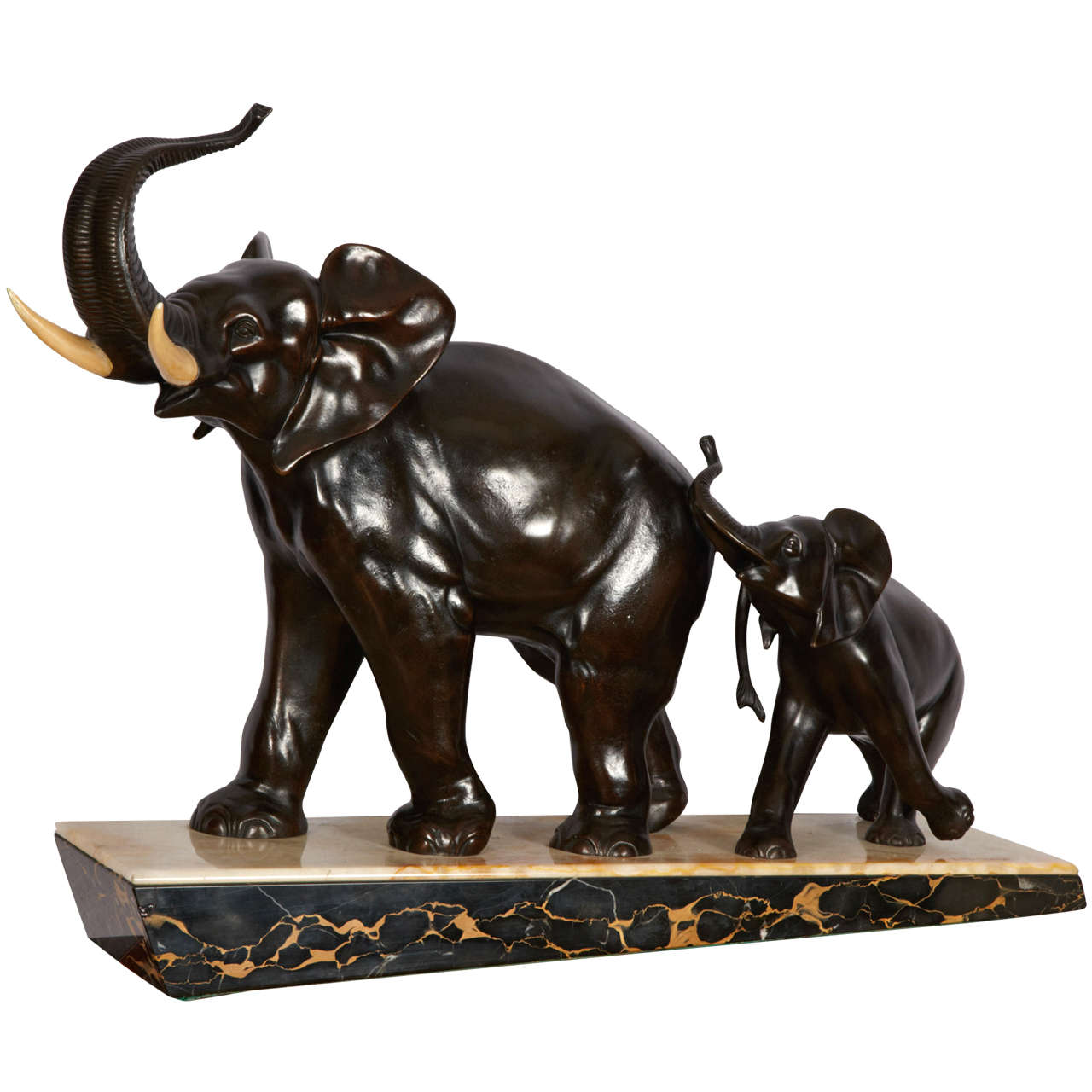 Art Deco Elephants Sculpture by Irinee Rochard For Sale